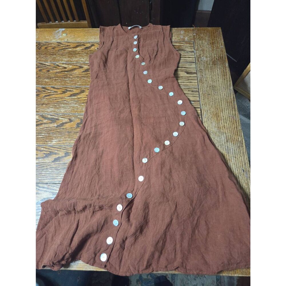 Long Waved Button Dress - Rust (Discontinued!)